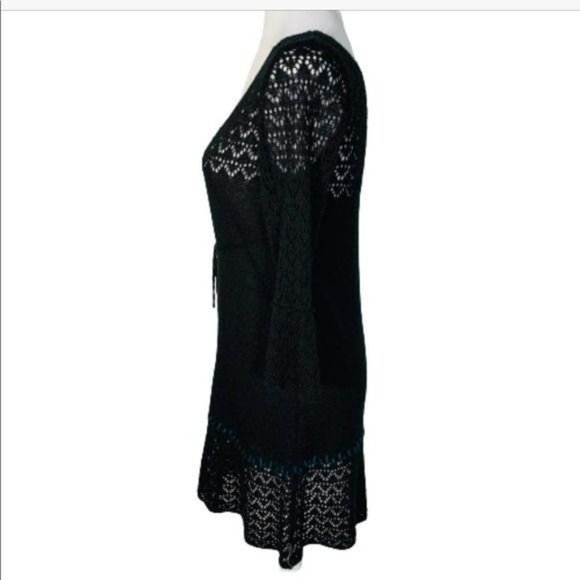 Free People Black Knit Bell Sleeve Dress Small - Picture 4 of 11